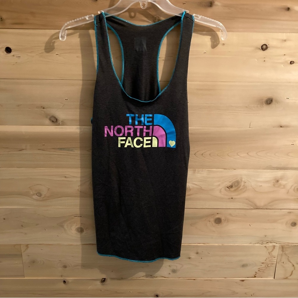North Face grey racerback graphic tank top